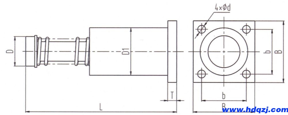HYD型液壓緩沖器外形尺寸圖 HYD型液壓緩沖器外形尺寸圖
